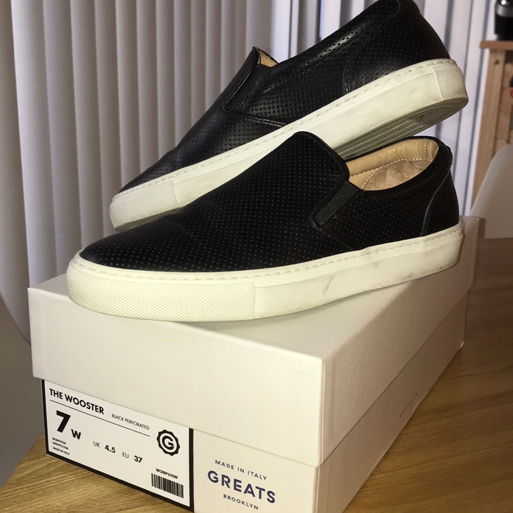 Newish Black leather Perforated GREATS The Wooster